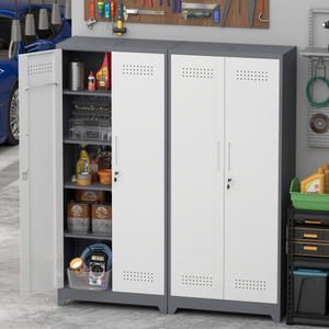 Ready Stock in USA Free Shipping Gray Metal Storage <b>Cabinet</b>, Adjustable Shelves , Support Dropshipping - Product Image 1