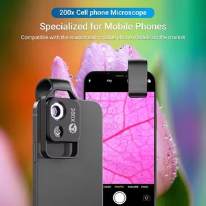 Microscope HD <span class=keywords><strong>200x</strong></span>, mini objectif de grossissement pour téléphone portable avec LED CPL noir et blanc - Product Image 3