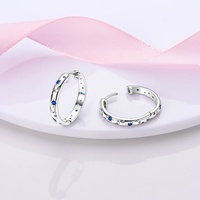 MULA Boucles d'Oreilles Créoles en Argent 925 pour Femme, Bijoux Tendance Forme Étoile et Cœur avec Pendentifs en Zircon