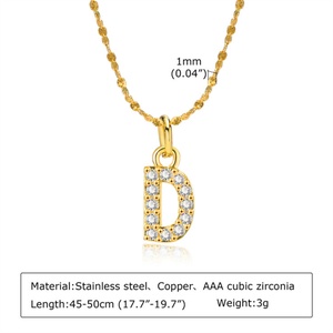 Gold Plated Letter <b>Necklace</b> Custom 26 Zircon Letter Pendant <b>Necklaces</b> - Product Image 4