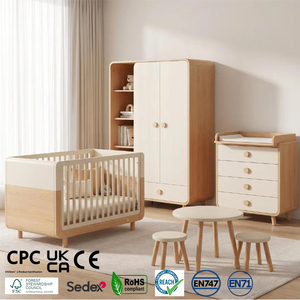 New Model Modern Convertible Crib Newborn Co Sleeping Safety Height Adjustable 3 in 1 Solid Wood Baby <strong>Cot</strong> Toddler Bed Set - Product Image 1