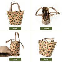 Tas Ember Cork Ramah Lingkungan Motif Serangga, Tas Tote Kulit Vegan untuk Wanita