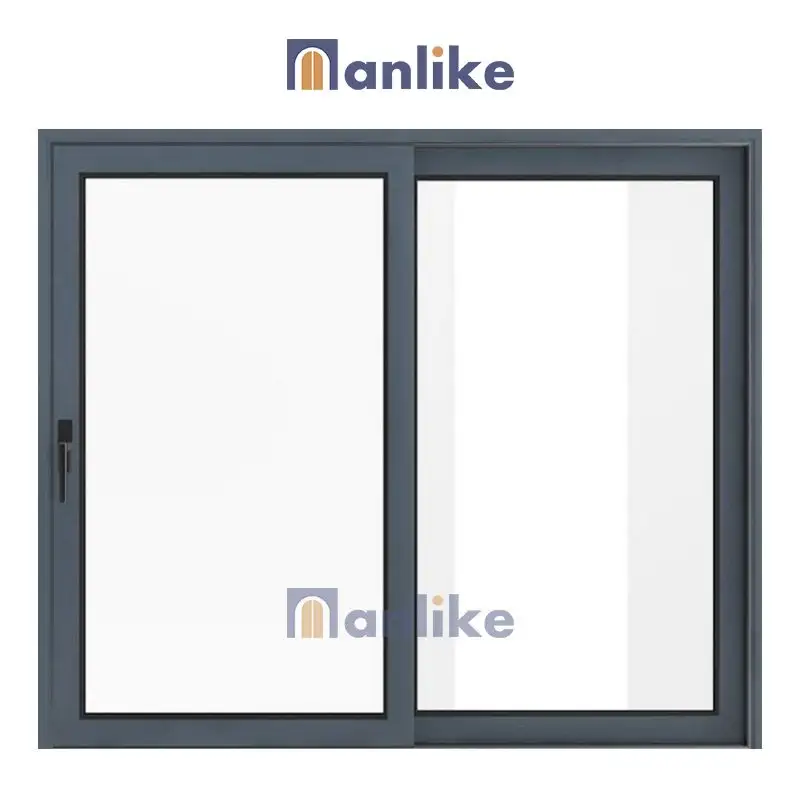 Anlike Foshan Aluminum Frame Custom Double Glazed French Screen Black Sliding Windows With Mosquito Net