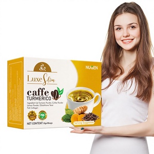 Café au curcuma, citron et <span class=keywords><strong>glutathion</strong></span>, poudre de levure 3 en 1, densité osseuse améliorée, 10 g x 10 sachets, vente en gros, puissant - Product Image 1