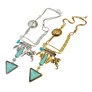 Kaimei Nieuwe Aankomst Mode Sieraden <span class=keywords><strong>Retro</strong></span> Bohemien Natuurlijke Turquoise Stenen Ketting <span class=keywords><strong>Retro</strong></span> Splitsen Geometrische Edelsteen Ketting - Product Image 6