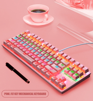 LEAVEN K550 Keyboard Mekanik Punk Baru 87 Tombol USB Type-C RGB Backlit Dapat Diprogram untuk Kompetisi Game dan Kantor