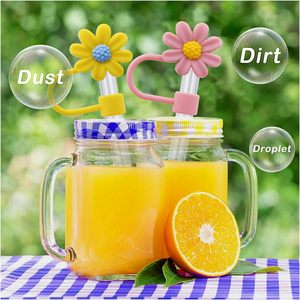 Flower Silicone Straw Topper for <b>Cup</b> Dust-Proof Reusable 10mm 0.4in Tips Lids Multi-Design - Product Image 6