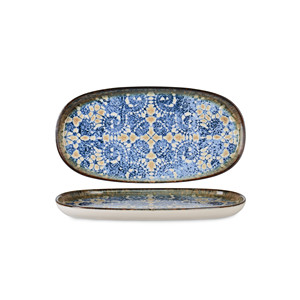 Plato de Servir Ovalado Bluet, 25 × 13 cm, Altura 1.6 cm, Porcelana Fina Premium, Impresión Digital Rinart - Product Image 1