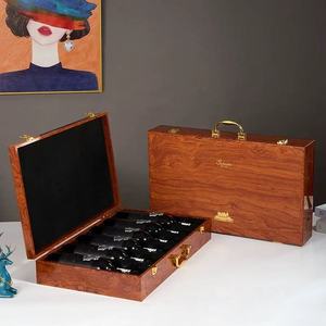 Thanh lịch duy nhất chai rượu vang Bộ quà tặng rượu vang đỏ bao bì hộp dập nổi rượu vang thủy tinh đóng dấu hộp làm tái chế hộp gỗ - Product Image 4