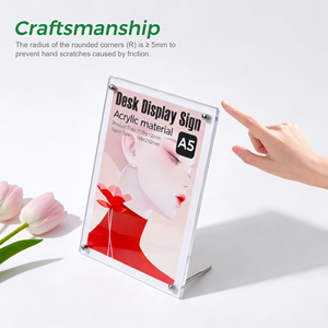 透明アクリル製A4磁気折りたたみ式デスクディスプレイサインホルダー、サポートレッグ付きディスプレイアクリルスタンド、OEM卸売 - Product Image 4