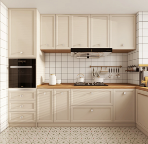 Conception de cuisine minimaliste française sur mesure pour cuisine <span class=keywords><strong>en</strong></span> <span class=keywords><strong>U</strong></span>, armoires de cuisine entièrement <span class=keywords><strong>en</strong></span> bois simplifiées - Product Image 2