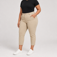 Pantalon Capri Skinny Beige Sur Mesure Grande Taille pour Femme en Twill – Taille US – Vente en Gros OEM ODM