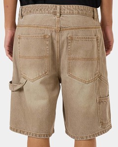 Pantalones Cortos de Carpintero para Hombre, Lavado Degradado Marrón, Vaqueros, Nueva Moda 2026, Atuendos Casuales, Estilo Urbano, Jorts Holgados, Pantalones Cortos Vintage para Hombre - Product Image 3