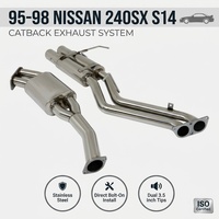Système d'échappement sport en acier inoxydable double 3,5 pouces pour Nissan 240SX S14 Silvia 95-98, kit silencieux de performance, vente en gros