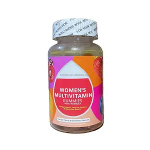 Suplemento vegano de marca própria, multivitamínico com sabor de frutas, gomas para mulheres, vitaminas, multivitamínicos diários para mulheres