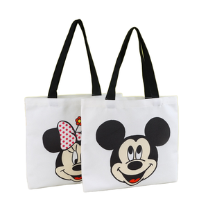 <span class=keywords><strong>Bolso</strong></span> de mano de lona de algodón personalizado de alto nivel para <span class=keywords><strong>mujer</strong></span> <span class=keywords><strong>bolso</strong></span> de viaje de estudiante de dibujos animados lindo portátil y respetuoso con el medio ambiente - Product Image 1