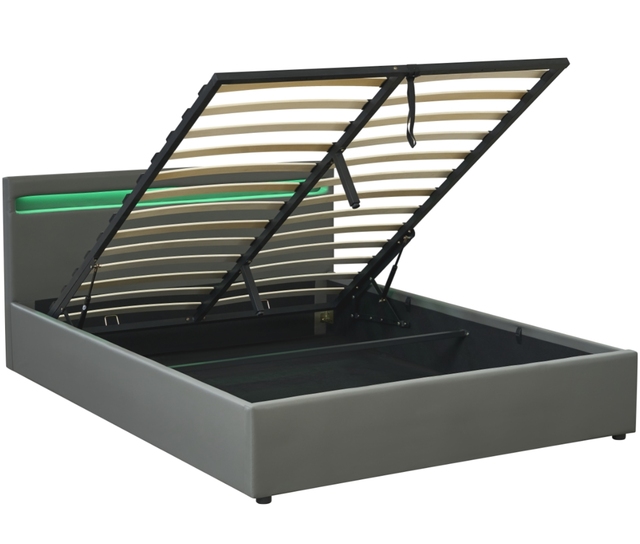 Storage Platform LED Leather Bed