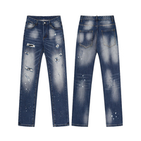 Jeans Homme Personnalisés Coupe Slim en Coton Stretch Denim Taille Haute Effet Usé Y2K Vintage Streetwear Fabricant de Mode