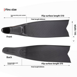 Aletas Leaderfins PP personalizables, largas, de TPR o LF 3K, negras, con tejido twill liso - Product Image 3