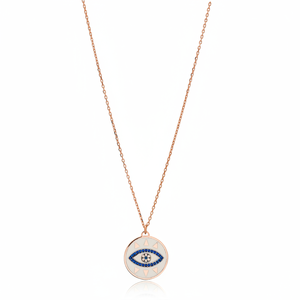 Saphir Pierre Émail Blanc Oeil Conception Charme Pendentif En Gros 925 Bijoux En Argent Sterling - Product Image 2