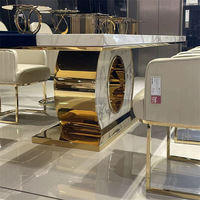 Ensemble de table à manger JINXI luxueux plaqué or pour sièges, style moderne et simple, table à manger en marbre et ensemble de chaises