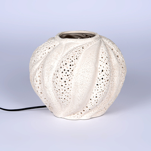 Handmade White Ceramic <b>Table</b> Lamp Sea Urchin Shape Decorative Ambient <b>Light</b> for Bedroom Living Room Hotel indoor lighting - Product Image 3