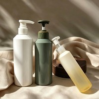 Bouteille PET givrée vert et blanc de luxe, finition douce au toucher, logo personnalisé, emballage liquide pour hôtel, spa, maison, soins de la peau