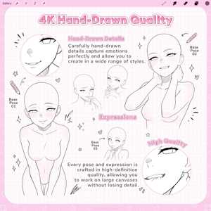 Pack de bases de caractères acryliques OEM ODM de 100 caractères pour Procreate Pose et Expression Stamps, Clip Studio Paint, <span class=keywords><strong>Photoshop</strong></span> <span class=keywords><strong>PNG</strong></span> - Product Image 3