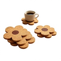 Sous-verres en liège en forme de fleur pour café, thé, bière, sous-verres écologiques absorbants, tapis de table en liège naturel légers et réutilisables