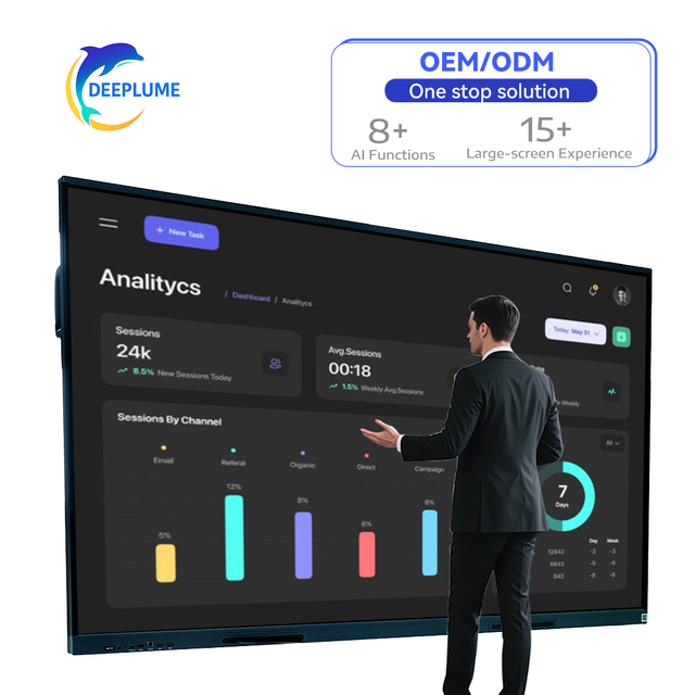 LOW MOQ ODM 4K Android OPS 55 Inch Interactive Display Smart Board Interactive Touch Screen Whiteboard Smart Board for Meeting