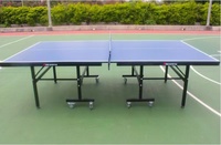 Table de ping-pong d'intérieur pliable bleue de qualité compétition avec roulettes pour entraînement et jeu, personnalisable OEM/ODM avec logo