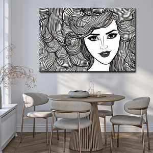 Peinture sur toile abstraite de femme en ligne, style moderne, pour décoration murale de salle à manger, <span class=keywords><strong>portrait</strong></span> noir et blanc, vente en gros d'usine - Product Image 2