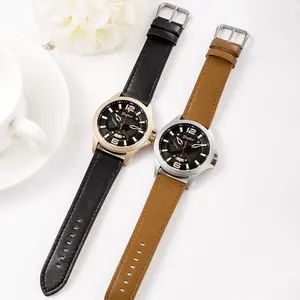 Montre à mouvement à quartz pour hommes japonais classiques en cuir imperméable montres décontractées pour hommes se vendent bien