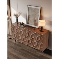 Ensemble de meubles de salon de style mid-century moderne et luxueux en chêne massif, console multimédia à 2 portes pour hôtel et cuisine
