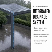 Gazebo et pergola en aluminium thermolaqué écologique intelligent avec lames motorisées, gazebo rétractable pour extérieur, terrasse au bord de la piscine