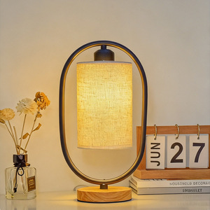 Nuova Lampada da Tavolo in Legno e Tessuto in Stile Cinese Moderno, Lampada da Comodino per Camera da Letto, Lampada LED USB Dimmerabile Creativa Fai-da-Te per Soggiorno - Product Image 3