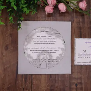 Ychon Glitter Papier Évider Carte D'invitation Fleur Creuse Invitation De Mariage Avec Enveloppe Pour La Fête De Mariage