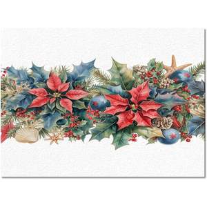 Bleu Rouge Poinsettia Xmas Botanique Tapis Antidérapant pour Bureau à Domicile pour Salon Décor De Noël Disponible Couloir Motif - Product Image 3
