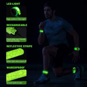 OEM Logo baskılı şarj edilebilir kişiselleştirilmiş Light up yapış bilezik gece yürüyüş emniyet uyarı yanıp sönen LED bileklik bandı - Product Image 5