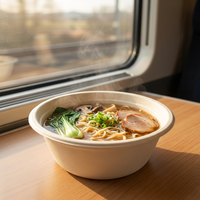Bol rond en bagasse de 180 ml, échantillon gratuit, écologique, résistant à la graisse, jetable, pour salade, soupe, vaisselle de mariage