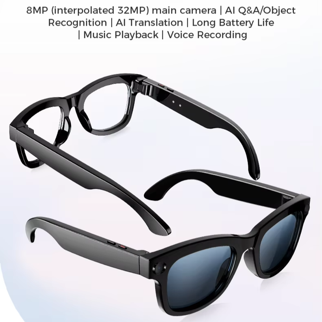 Hot New High-Tech Smart AI Glasses with Camera AI Translation 8MP IP67 Waterproof 1080p Video BT Call Music Long Battery Life