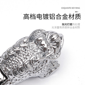 Zinc Alloy Car Keychain Pixiu Design Metal <b>Key</b> <b>Ring</b> For Vehicle Accessory Decorative <b>Key</b> Holder With Spring Mechanism - Product Image 2