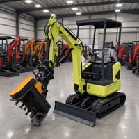 Mini-excavatrice compacte de 2,2 tonnes, très demandée, certifiée CE EPA EURO5, avec accessoires brise-roche et tondeuse, pour usage agricole et de jardin, sur chenilles, à vendre