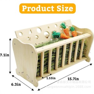 Mangeoire à foin en bois pour lapins, design anti-gaspillage, creuse, pour l'alimentation des lapins - Product Image 4