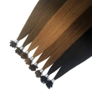 Extensão de cabelo, venda quente de extensão de cabelo europeu 18-22 polegadas, ponta u, pré-adesivo, desenho duplo, cabelo remy