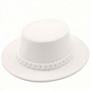 Chapeau Fedora Unisexe en Feutre à Large Bord avec Chaîne – Prix Abordable, En Stock, Idéal pour l'Extérieur - Product Image 4