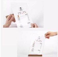 Affiche transparente en forme de T A4 A5 A6 A7 avec socle en bois personnalisé Support de table pour menu vertical