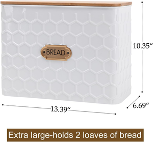 Cubo de pan de Metal galvanizado Vintage grande SINCERE con tapa de bambú, <span class=keywords><strong>caja</strong></span> de almacenamiento de alimentos de cocina blanca para fiesta y uso doméstico en la cocina - Product Image 6
