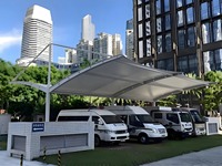 Structure de carport en membrane PVDF pour extérieur, résistante aux UV et aux intempéries, abri de stationnement pour voitures
