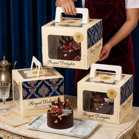 10 Zoll Geburtstags- und Hochzeits-Gästekuchenboxen Weiße Bäckerei-Verpackung Lieferboxen Bento Cupcake Geburtstagstortenbox mit Griff und Fenster